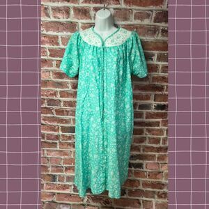 Vintage 80s KELLY REED Floral Short Sleeve‎ House Dress Medium